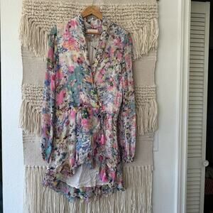Rococo Sand Floral Wrap Mini Dress